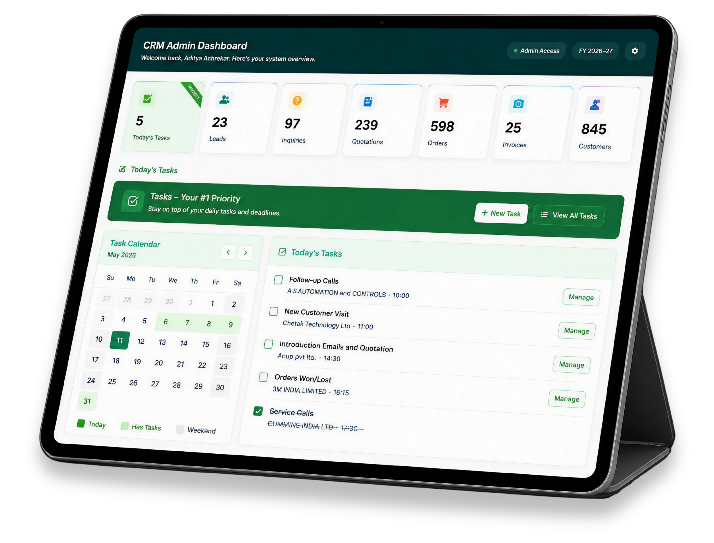 TejoCRM Dashboard