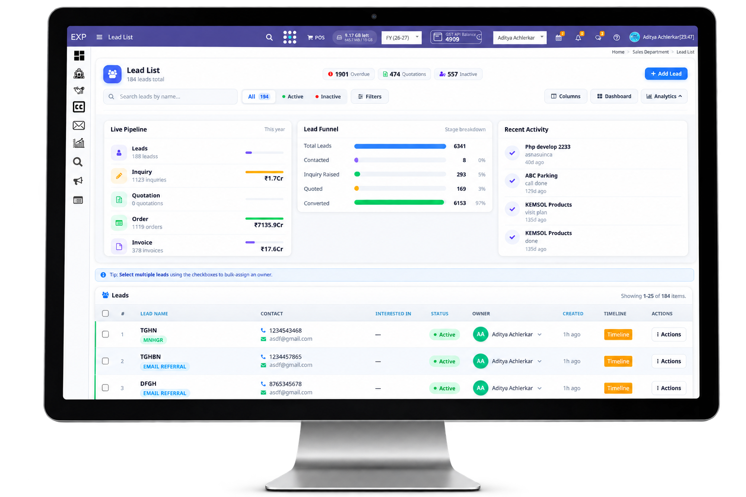 TejoCRM Dashboard